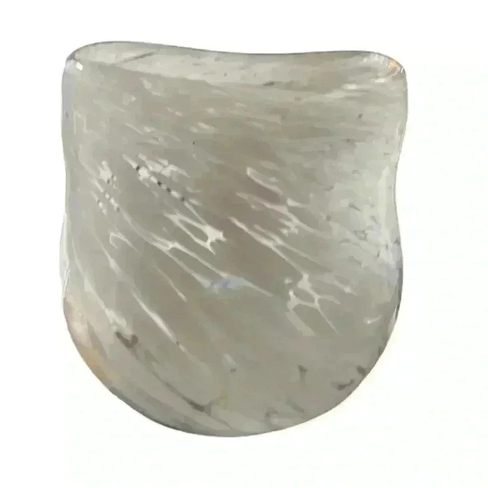 Handblown Glass Vase with White Swirl Confetti design oblong